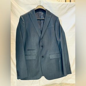 Mens 38L Navy Pinstripe J Ferrar Suit Slim, Pants 32x32